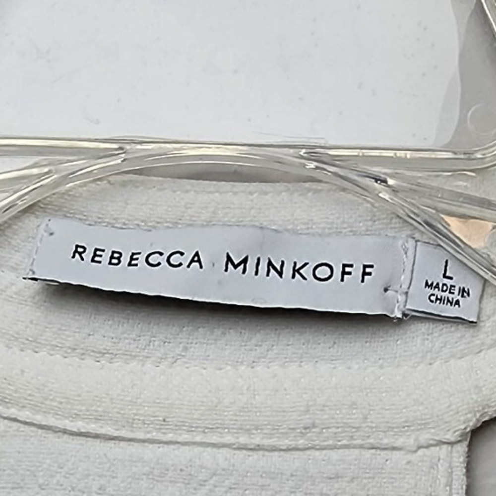 Rebecca Minkoff Dress L White Sleeveless Cotton Belted Mini Summer Style - Picture 2 of 9